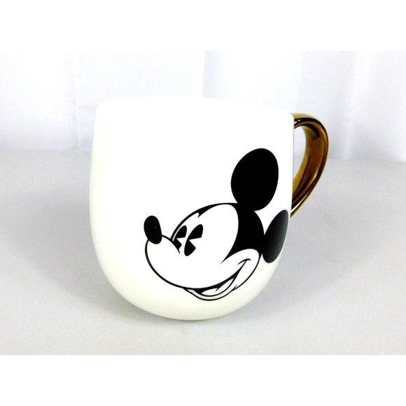 Disney Mickey Mouse Face Coffee Mug Cup White w/Gold Handle Porcelain - Picture 4 of 9